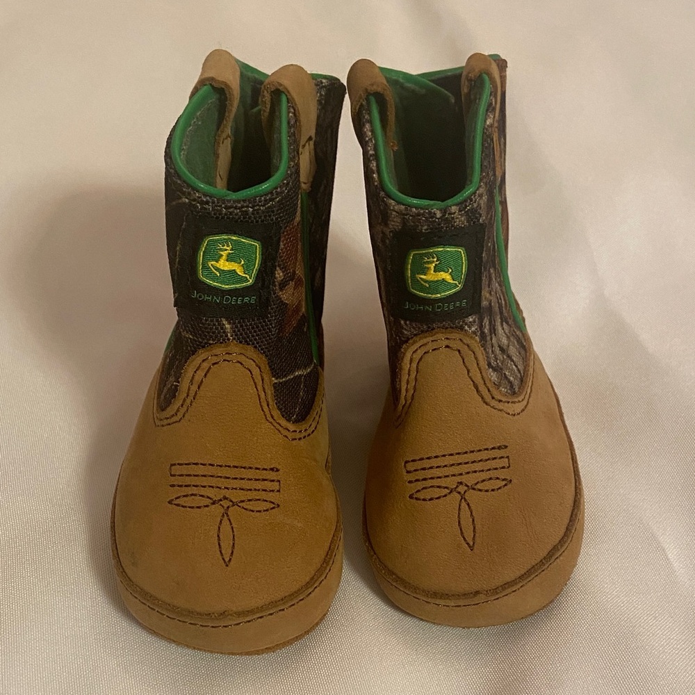 John Deere Baby Tan and Green Boots